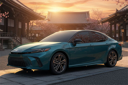 Stylish Toyota-Camry-2024-2026 in serene sunset setting.