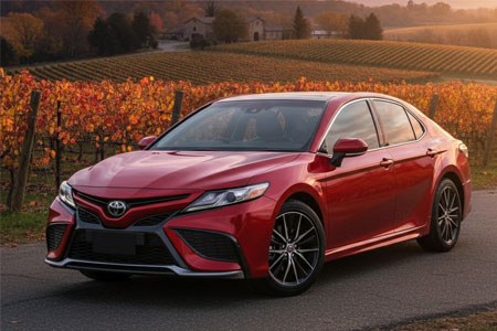 Red Toyota Camry XV70 Gen 8 near vineyards
