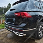 3PCS ABS chrome diffuser trim frame for Volkswagen Tiguan MKII 2020–2023 four outlet rear bumper exhaust