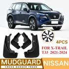Black mudguards splash guards for Nissan X-Trail e-Power and Rogue 2022–2024