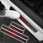 Carbon fiber style door sill protector stickers for Subaru WRX interior