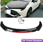 Black gloss front bumper lip splitter diffuser kit installed on Toyota Corolla showing aerodynamic body enhancement