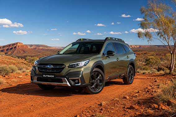 Subaru Outback 6th Generation 2020–2025 parked in the Australian Outback.